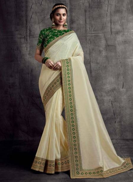 Cream Colour Heavy Wedding Wear Fancy New Designer Saree Collection 8307